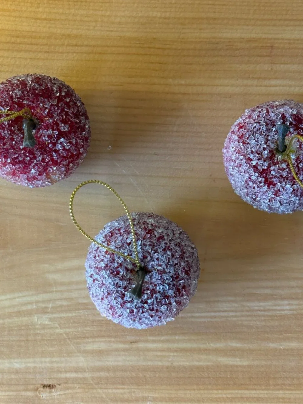 Vintage Sugared Apple Ornaments Set of 3 Retro Holiday Décor #2